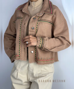 کراپ کت کتان گلدوزی hatun تصویر 2