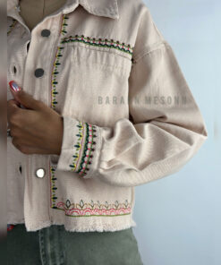 کراپ کت کتان گلدوزی hatun تصویر 3