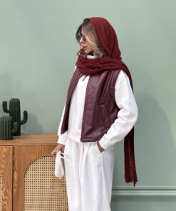 تصویر-پافر چرم زرشکی